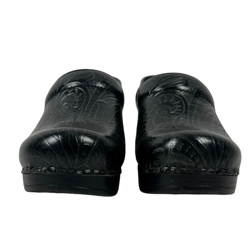 Dansko Black Tooled Leather Professional Clog Shoes Womens EU 36 US 5.5-6 - Picture 6 of 12